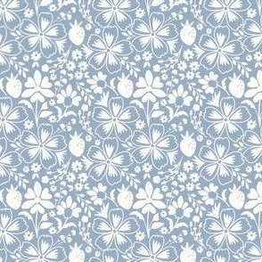 Flower and Strawberry in Dusty Blue