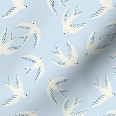 Flying Birds on Light Blue, Small Scale 