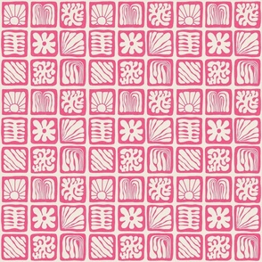 Matisse Inspired Organic Shapes, Hot Pink on Cream, 6-inch repeat