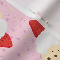 Large - Neapolitan Ice Cream Cones with Strawberries and Cream on Blush Pink