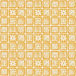 Matisse Inspired Organic Shapes, Yellow on Cream, 6-inch repeat