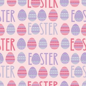 Easter Eggs decorated in blue and pink patterns