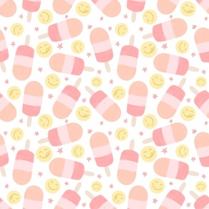 Summer Popsicles-pink, Smiley, Ice Cream, Frozen Treats