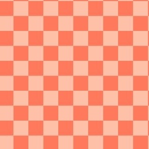 Kitsch Retro Checkers in Vermillion Red and Coral Pink