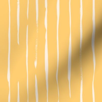 Vertical Organic Painterly Stripe in Jonquil Yellow and Ivory Cream