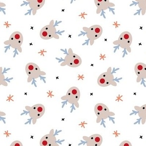 Quirky little reindeer - Cute Christmas Animals for kids blue on white