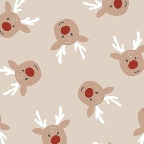 Scandinavian retro deer - Rudolph red nose reindeer Christmas design neutral boho kids on sand