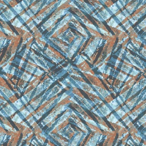 Wood block geometric copper blue