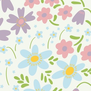 (L) Pastel summer flowers on ivory