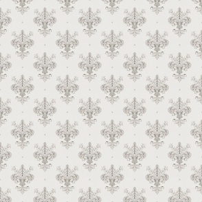 Fleur De Lis In Cool Neutral Grey 4 x 4