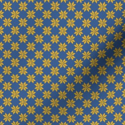 Abstrakt snowflakes in blue and yellow - small scale
