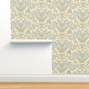 (M) Forest Butterfly Damask Earthy, Magical Leafy Butterflies Cream, Peach, Gold
