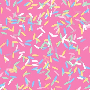 pastel sprinkles on pink fondant