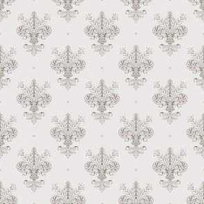 Fleur De Lis In Cool Neutral Grey 6 x 6