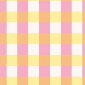 gingham in pink and lemon small 3x3inch