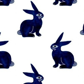 Dark blue rabbits on white background