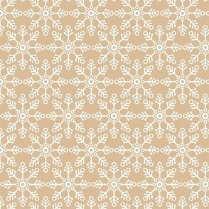 Minimalist Ice - Snowflakes winter wonderland design retro style on caramel 