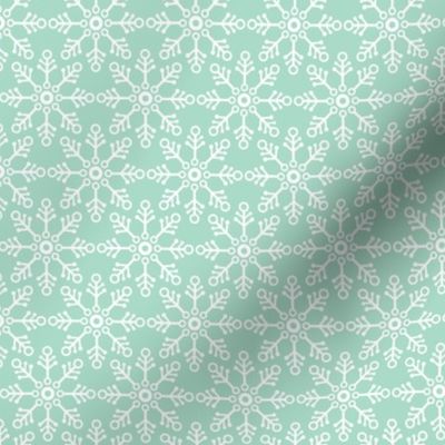 Minimalist Ice - Snowflakes winter wonderland design retro style on mint 