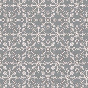 Minimalist Ice - Snowflakes winter wonderland design retro style blush on gray 