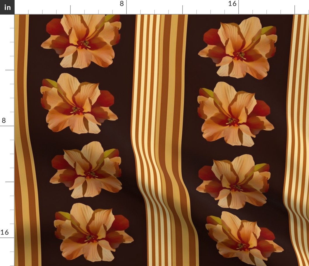 Sienna Flowers with Vertical Stripes