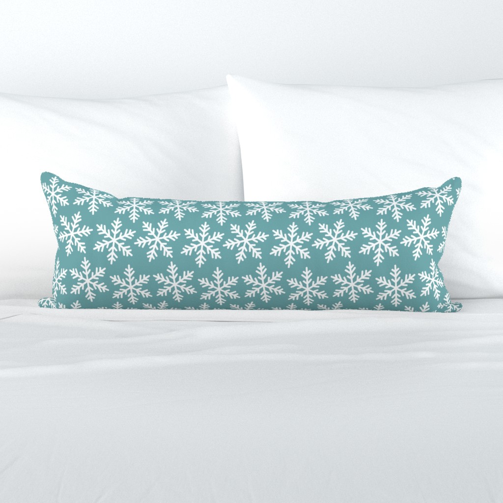 Messy minimalist snowflakes - Abstract winter snow design for the Holidays boho vintage white on light teal 