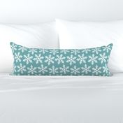Messy minimalist snowflakes - Abstract winter snow design for the Holidays boho vintage white on light teal 