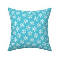 Messy minimalist snowflakes - Abstract winter snow design for the Holidays boho vintage spaced version white on aqua