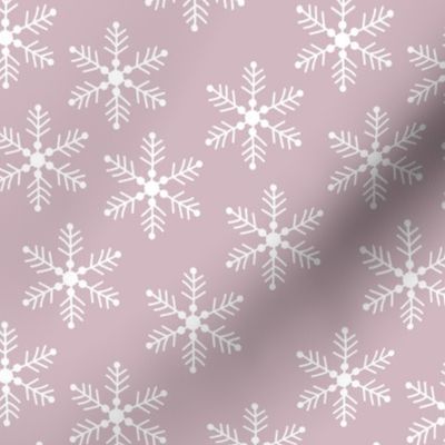 Mid-Century vintage snowflake design winter wonderland fifties abstract minimalist ice on rose pink 