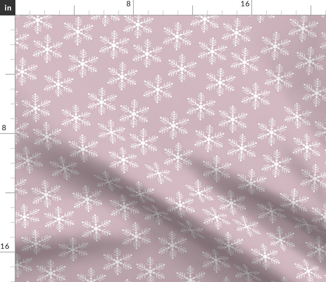 Mid-Century vintage snowflake design winter wonderland fifties abstract minimalist ice on rose pink 