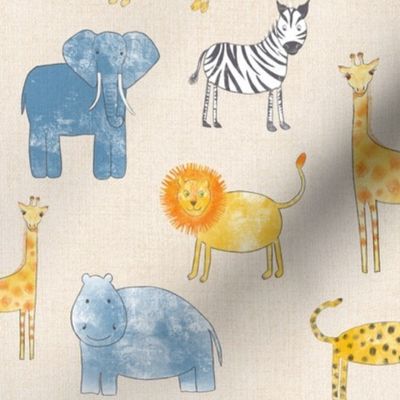 (L) On Safari baby and child cute animals large 12 inch