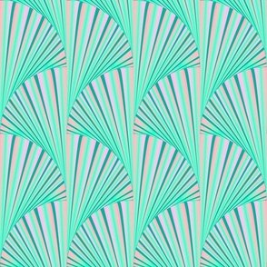  Geometric green design of arches and stripes in Art Deco style.  1
