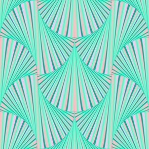  Geometric green design of arches and stripes in Art Deco style.  2