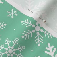 All the snowflakes vintage boho winter design on jade green