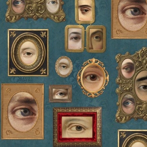 Victorian Eye Portraits in teal blue