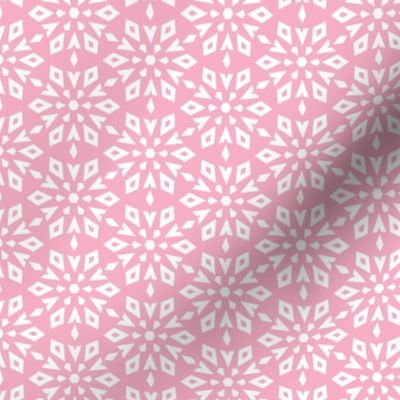 Boho oriental abstract Snowflake - Mosaic geometric winter design on pink