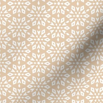 Boho oriental abstract Snowflake - Mosaic geometric winter design on warm sand