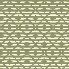 Quill Diamond: Olive Green & Off White Geometric, Lodge, American Indian, Cabin, Southwest