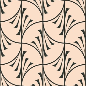 Geometric graphic design in art deco style on a beige background
