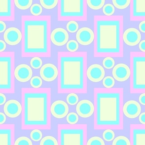 Geometric graphic pattern with circles and rectangles in mint lilac colors 1