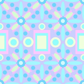 Geometric graphic pattern with circles and rectangles in mint lilac colors 4