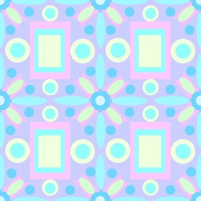 Geometric graphic pattern with circles and rectangles in mint lilac colors 5
