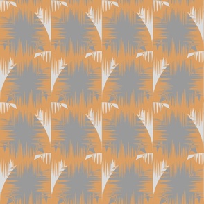 Geometric graphic pattern with scuffs and stains in grunge style in gray and orange colors. 1