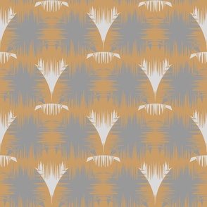 Geometric graphic pattern with scuffs and stains in grunge style in gray and orange colors. 2