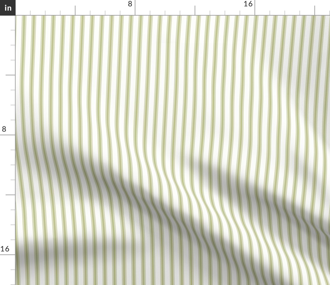 Light Olive Ticking Stripe: Olive Green Pillow Ticking