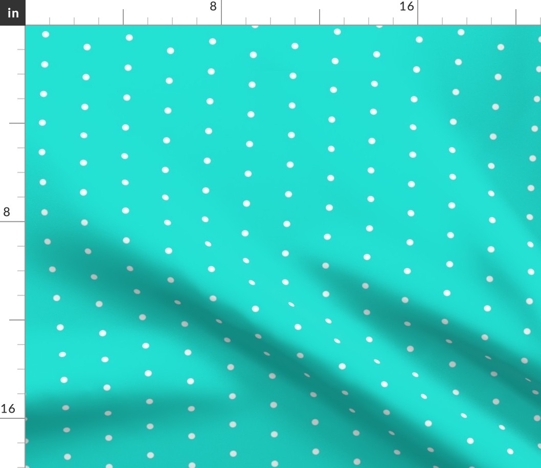 polka dots aqua with white