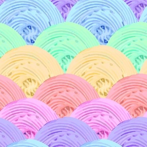 Medium Rainbow Frosting Stripes Pastel Icing on Cupcakes