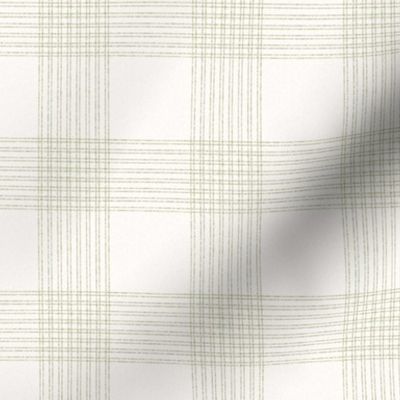 Crossover Plaid small: Cream & Olive Green 3" Linear Plaid