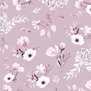 Romantic Florals in white and pink pastel - S