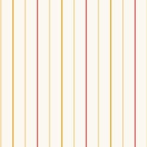 Golden and Coral Stripes on Cream