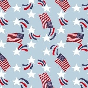 Fourth of July American Flag & Stars -  4” x 4”